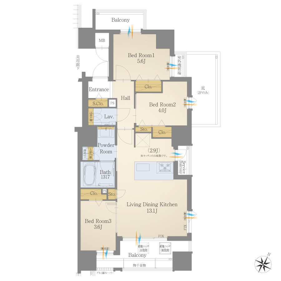 A1タイプ 3LDK 間取り図