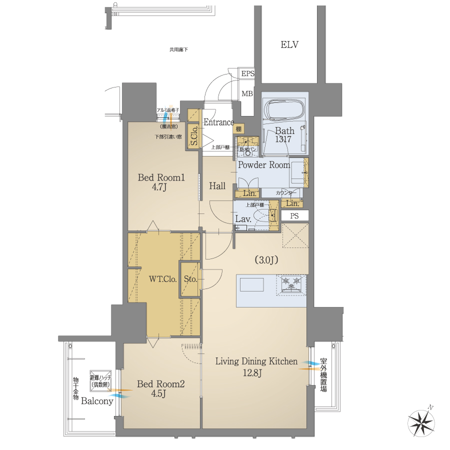 B1タイプ 3LDK 間取り図
