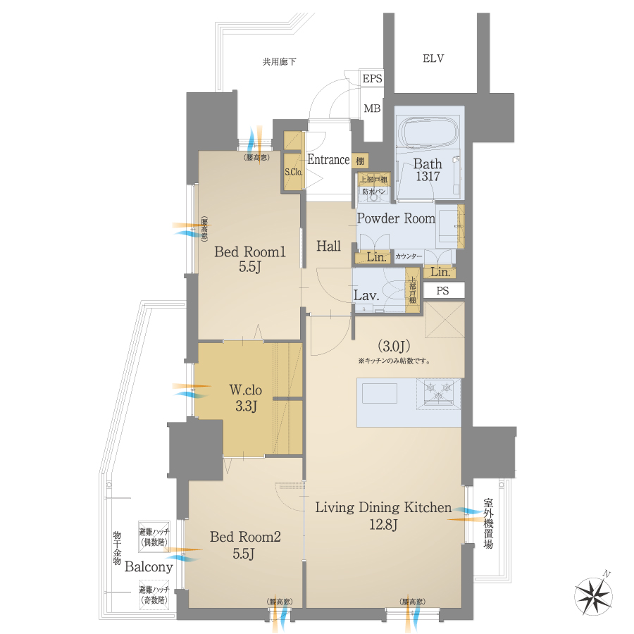 B3タイプ 3LDK 間取り図