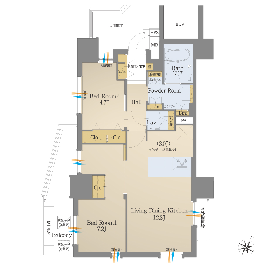 B3タイプ 3LDK 間取り図