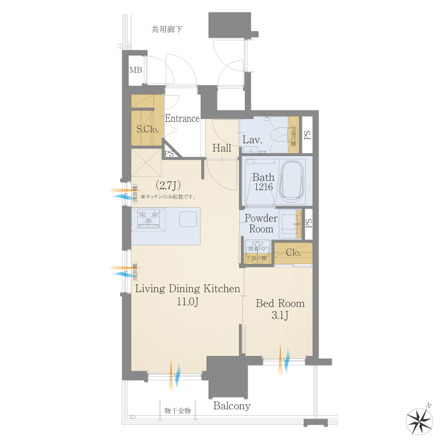D2タイプ 3LDK 間取り図